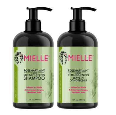 Mielle Rosemary Mint Strengthening Leave in and shampoo
