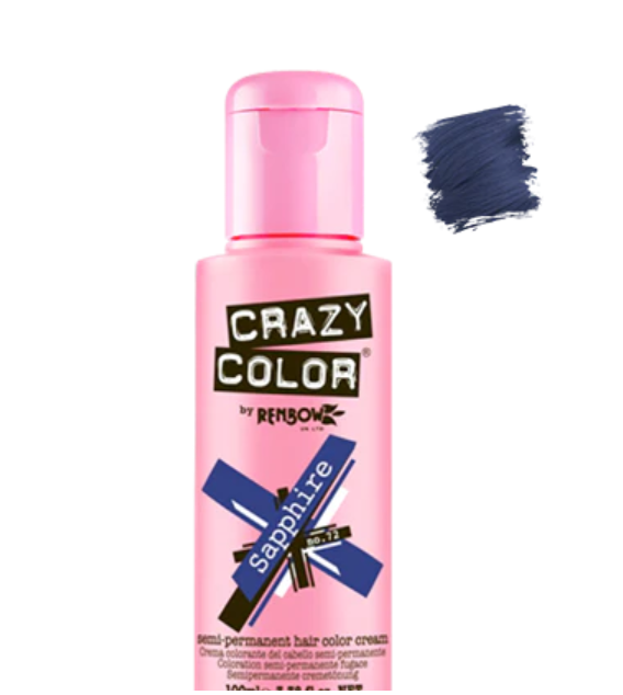 Crazy Color - Sapphire Metallic Semi permanent hair dye - Blue