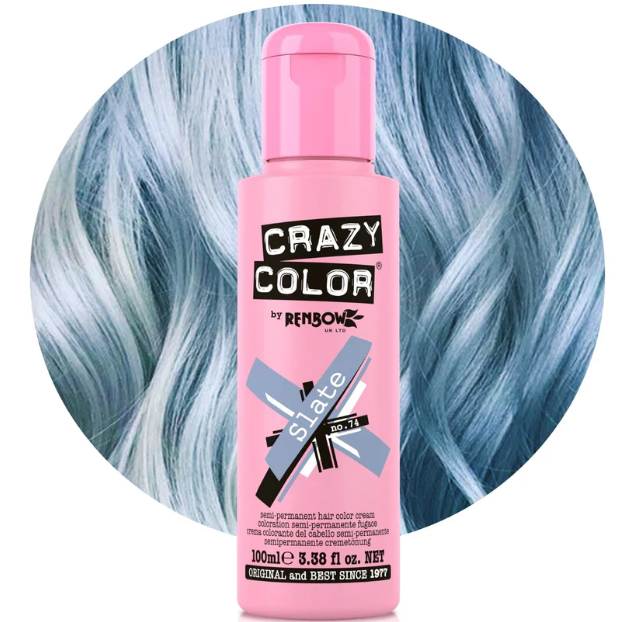 Crazy Color - Slate Metallic Semi Permanent Hair Dye - Blue