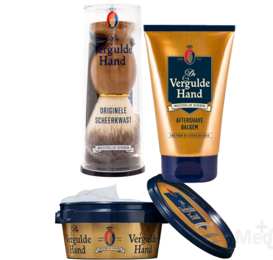 Gilded Hand 3-Piece Set - After Shave Balm & Original Shaving Brush & Shaving Soap