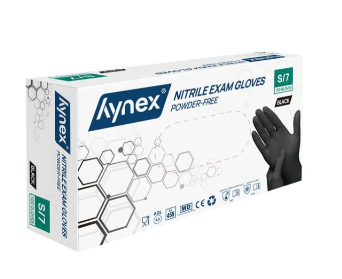 Hynex Nitrile gloves size S black 100/box 3.5 grams powder-free