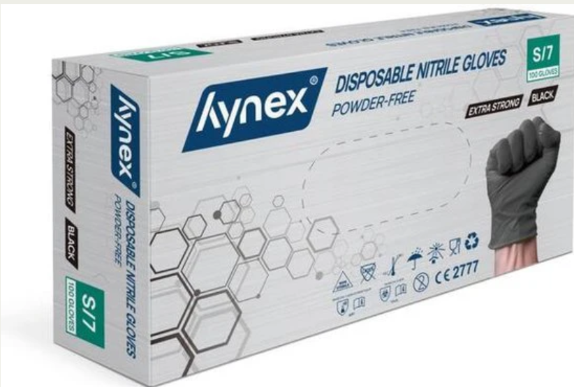 Hynex Nitrile gloves size S black 100/box extra strong 5 grams powder-free