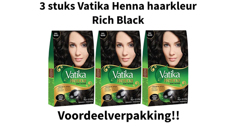Dabur Vatika Henna Hair Color - Hair Dye - Hair Color - Rich Black - 3 pieces