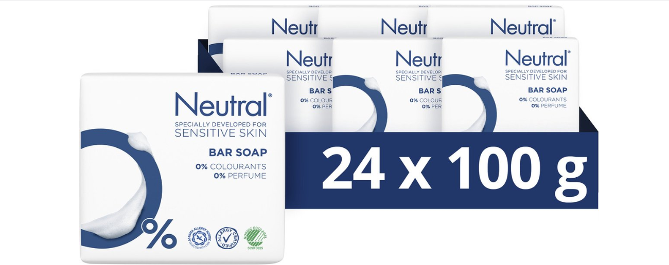 Neutral Soap - 0% - contains 0% perfume and 0% dyes - 24 pieces
