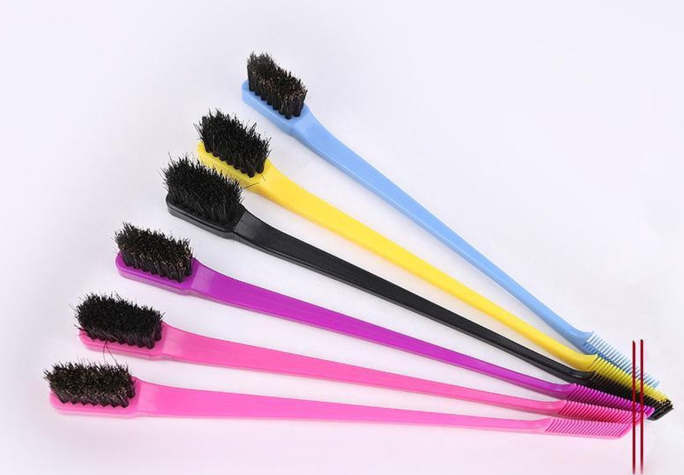 K&C Hair World - 2x Edge Brush 2-in-1 - Baby Hair Styler - Random Color - 2 Pieces