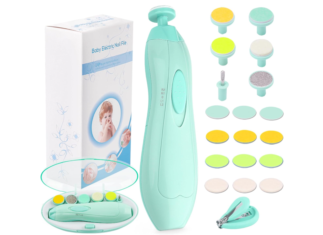 Baby Nail File - Electric Nail File - Baby Nail Care - Baby Nail Clipper - Also for Adults - Baby Gift - Green