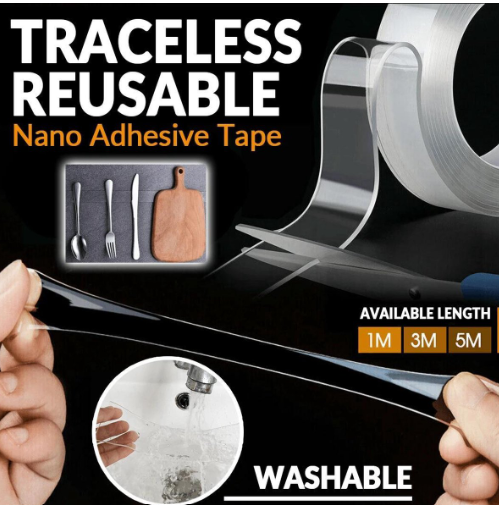 Double-sided Nano Tape - Grip Tape - Gecko Tape - Reusable and Waterproof - 1 Meter