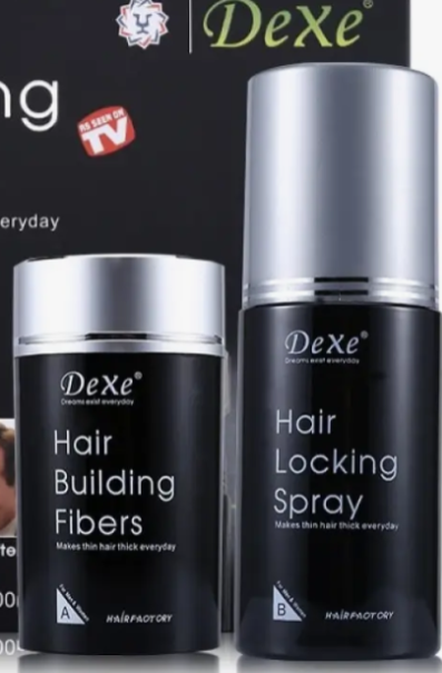 DEXE HAIR BUILDING FIBERS WITH HAIR LOCKING SPRAY SET BLACK