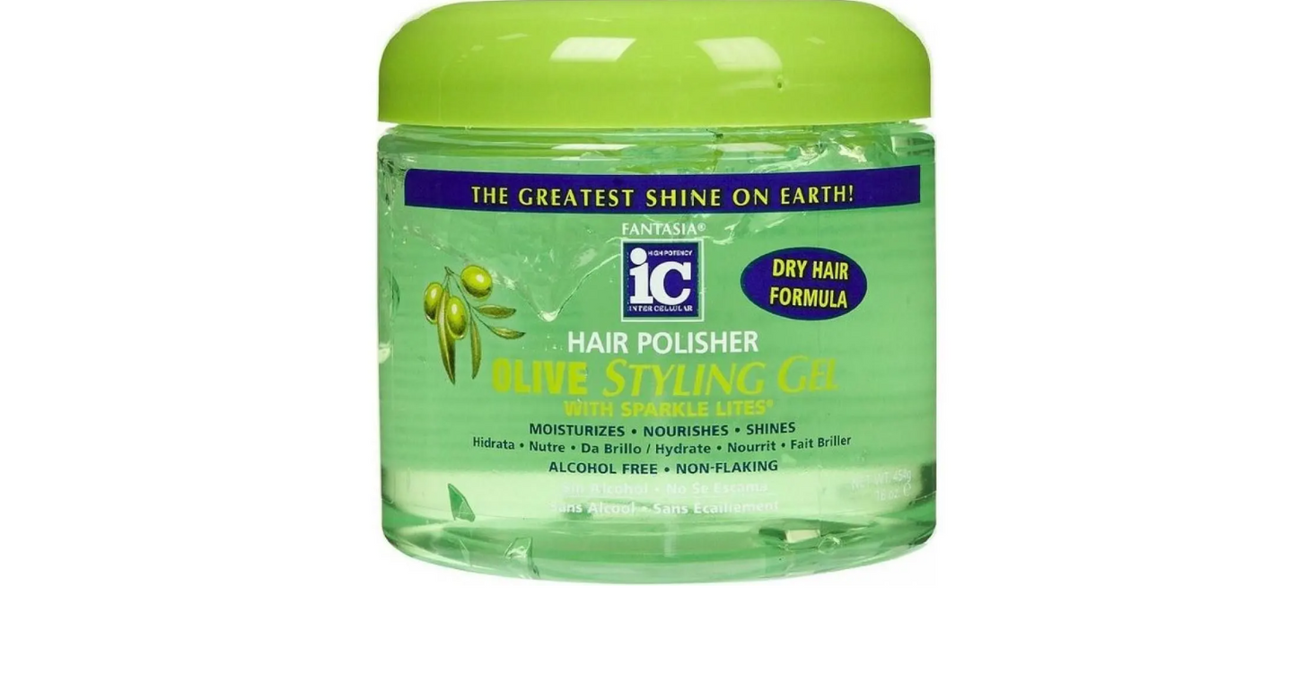 Fantasia IC Hair Polisher Styling Gel Olive with Sparkle Lites 454 gr
