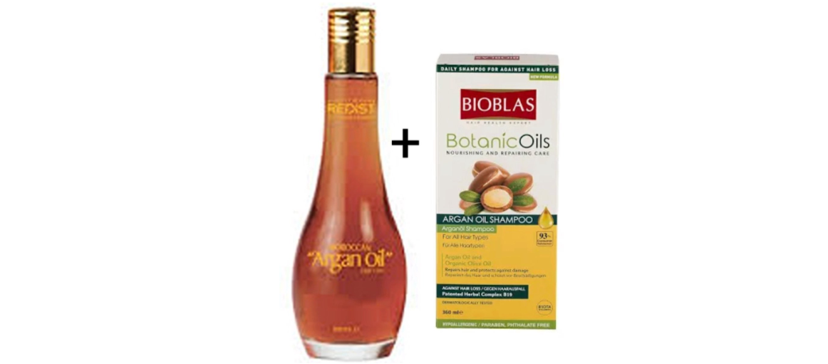 Redist - Pure Moroccan Argan Oil - Moroccan argan oil - Hair serum - Hair serum - 100 ml - Pure argan oil | Argan oil | 100% organic - Hair oil - Hair serum - argan oil hair + Bioblas Argan Shampoo 360 ml - damaged dry hair
