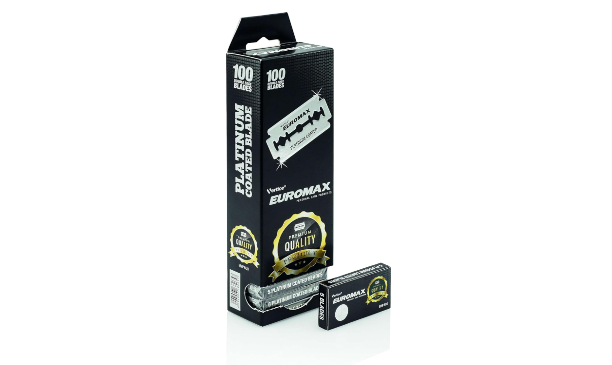Euromax blades for men - 100 pcs - Double Edge razor blades - Shavette - For face - safety razor blades