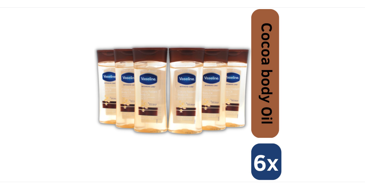 Vaseline Cocoa Radiant Intensive Care Body Gel Oil - 6 x 200 ml - Value Pack