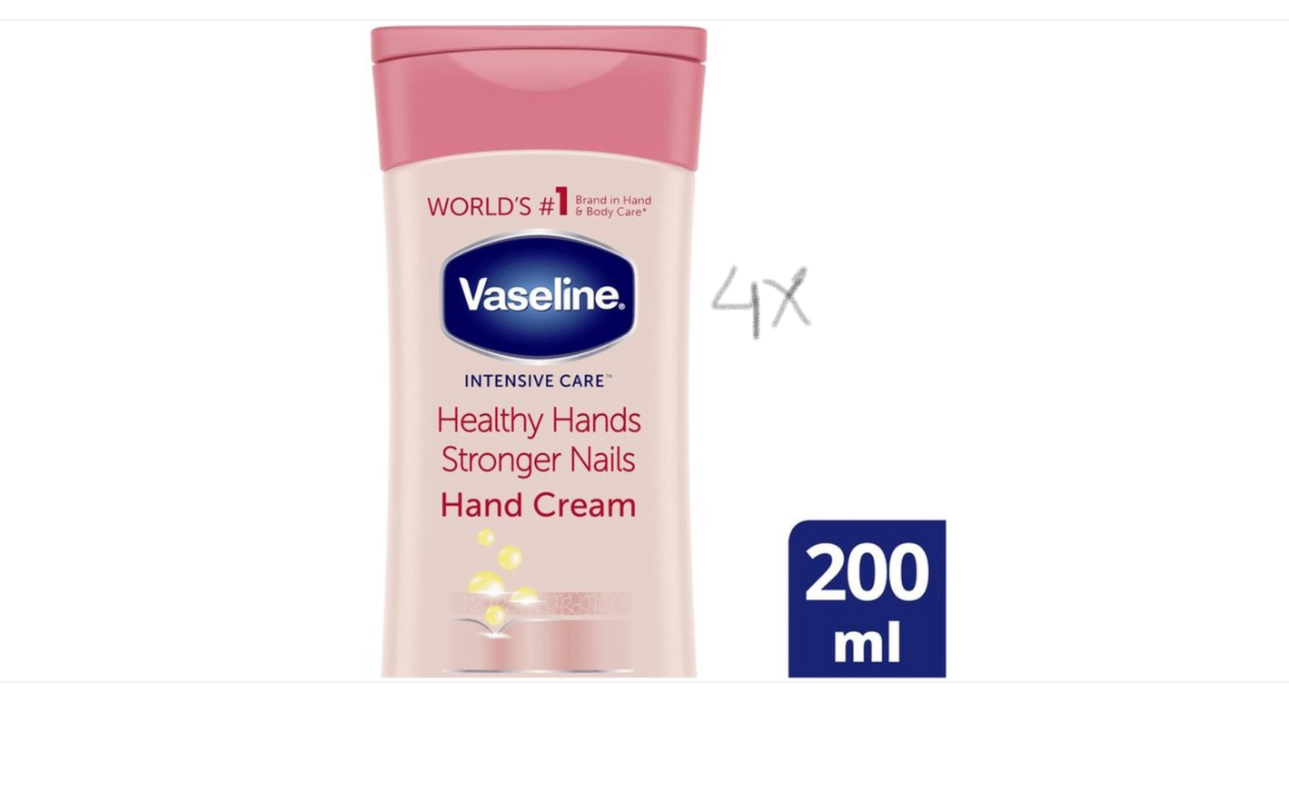 4x Vaseline Hand Cream Healthy Hands & Stronger Nails 200 ml