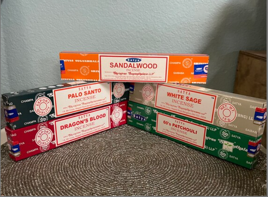 SATYA value pack 15 grams - Satya Incense Pack - Sandalwood - Dragon's Blood - Palo Santo - Incense Sticks - incense sticks