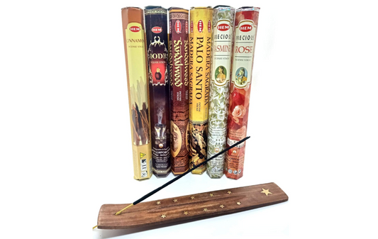 HEM - Incense - 6 packs x 20sticks = 120 of different scents incense - incense package - Create an Enchanting Atmosphere with Our Indian Incense Package and Free Incense Holder!