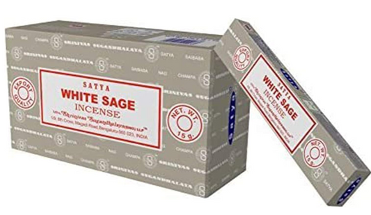 Satya Incense Sticks - White Sage - White Sage Incense Sticks - 15 Gram x 24 pieces - 2 BOXES 24 pieces