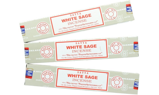 Satya Incense Sticks - White Sage - Aura Cleansing - White Sage Incense Sticks - 3x15 Grams - 3 PIECES