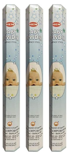 3x pack of incense sticks Baby powder