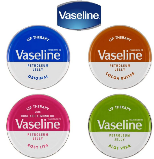 Vaseline Lip Therapy Set of 4, Rosy Lips, Aloe Vera, Cacao & Original