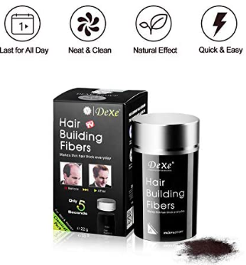 Dexe hair powder - camouflages bald spots - Color Black - Hair Building Fibers Black Color