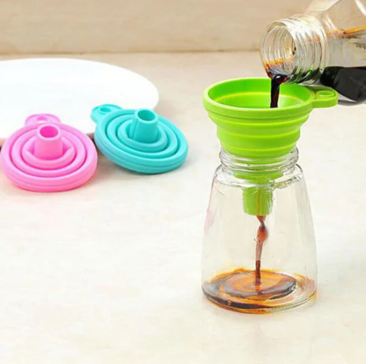 silicone funnel - eco-friendly collapsible - kitchen accessories - oil, vinegar, herbs, water, juice - funnels