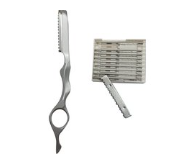 Feather Styling Razor in Silver + 10 Classic High-Quality Razors - Mechanized High-Quality Steel - Derby Professional Single-Edge Blades - Premium Barber Razor - High-Quality Replaceable Razor Blades