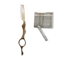 Feather Styling Razor in Gold + 10 Classic High-Quality Razors - Mechanized High-Quality Steel with Great Style - Derby Professional Single-Edge Blades - Feddermes Premium Barber Razor - High-Quality Replaceable Razor Blades