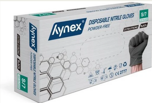Hynex Nitrile gloves size S black 100/box extra strong 5 grams powder-free