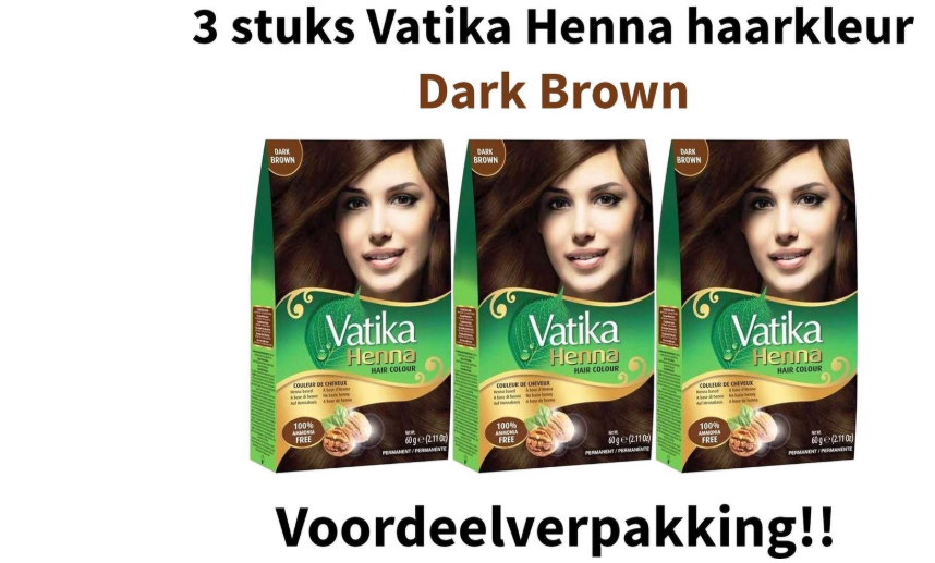 Dabur Vatika Henna Hair Colour - Hair Dye - Hair Color - Dark Brown - 3 pieces