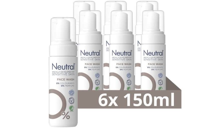 Neutral 0% Lotion - Face Wash - contains 0% perfume and 0% dye - 6 x 150 ml