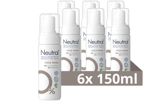 Neutral 0% Lotion - Face Wash - contains 0% perfume and 0% dye - 6 x 150 ml