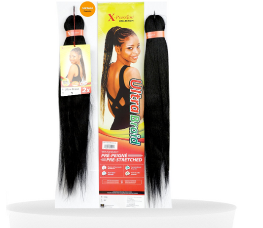 X-Pression Pre Stretched Ultra Braid - 1 JET BLACK - 115 cm