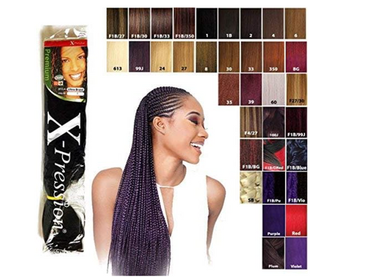 X-pression Hair Color 1B Ultra Braids-Faux Hair Extensions