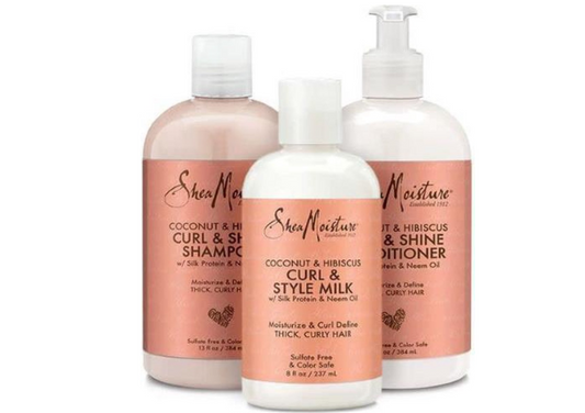 Shea Moisture Coconut & Hibiscus - Shampoo, Conditioner & Milk - Set of 3