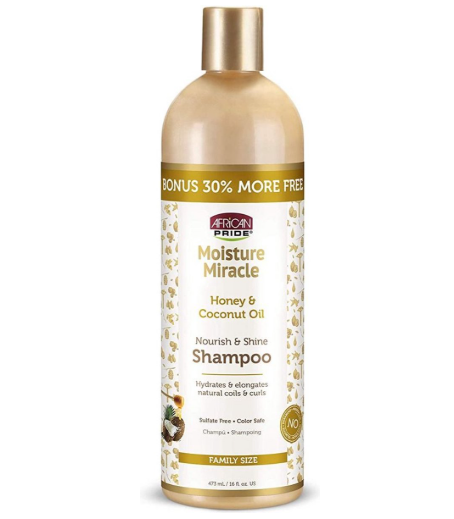 AFRICAN PRIDE - MOISTURE MIRACLE - HONEY COCONUT OIL SHAMPOO BONUS 16OZ