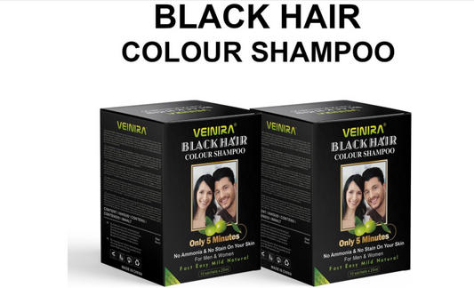 Veinira - Black 2.0 Hair color shampoo | 10 packets of 25ml - Original Product