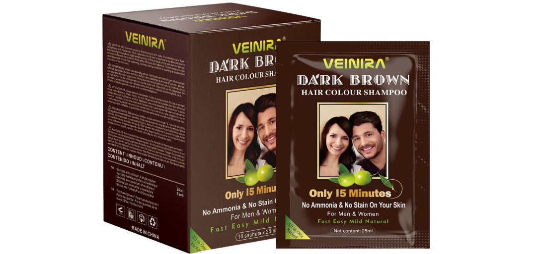 Veinera Dark Brown 3.0 - Hair color shampoo - 10 packs of 25ml