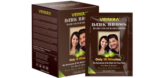 Veinera Dark Brown 3.0 - Hair color shampoo - 10 packs of 25ml