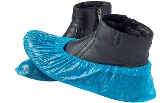 Shoe cover, shoe cover, CPE - color blue - large 16" (41 cm) - 40 mu thick - 100 pieces