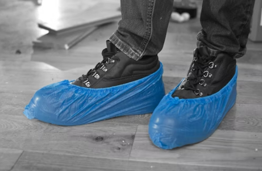 shoe cover - plastic shoe cover - disposable shoe cover - shoe cover swimming pool - shoe cover blue 1 size - 100 pieces blue - disposable