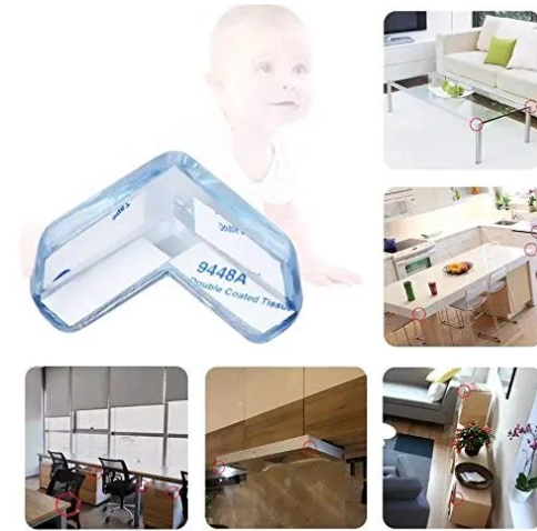 4 Pieces - Silicone Table Corner Protectors Set - Table Corner Protectors - Protective Corners - Safety Baby Toddler and Child - Self-adhesive Table Corner Protectors - Transparent - With Mounting Material - Self-adhesive Buffers - Table Buffer - Silicone