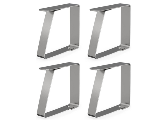 Tablecloth clips - 4 pieces - stainless steel metal - 5 x 4 cm - silver