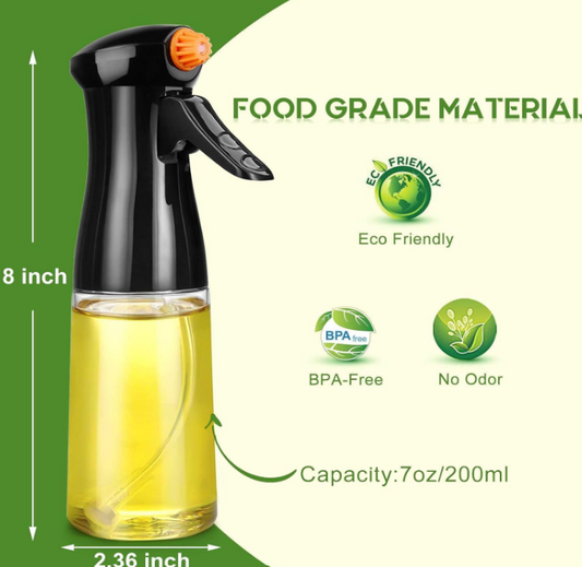 Stainless Steel Olive Oil Sprayer - Olive Oil Bottle - Olive Oil Spray - Olive Oil Atomizer - Oil Sprayer - Baking Spray - BBQ Spray - Olive Oil Pump - Oil Atomizer - Silver - 200 ml