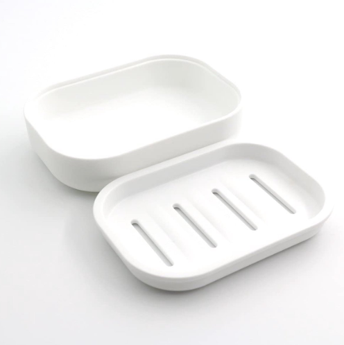 Soap dish - Soap holder with drain - Shower - Bathroom - White