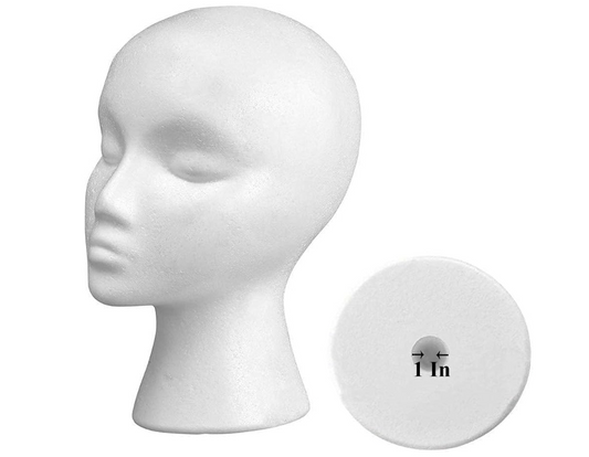 Styrofoam head woman 28cm
