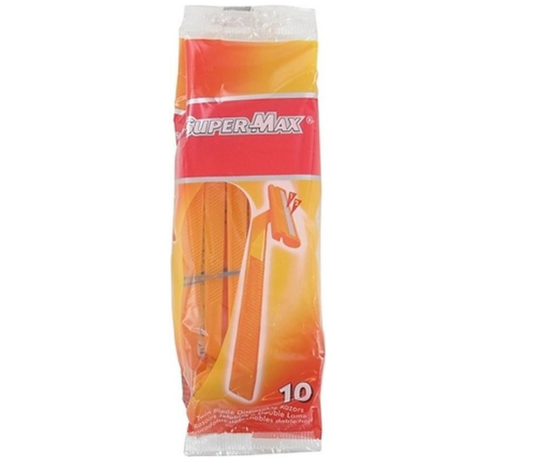 Supermax Disposable Razors Men – Twinblades, 10 blades - 1 piece