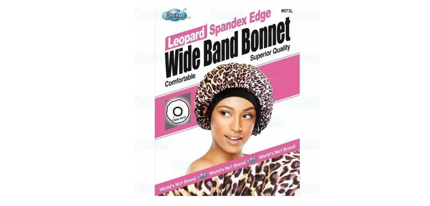 Dream World Satin Edge Wide Band Deluxe Luxury Bonnet - Leopard DRE073L