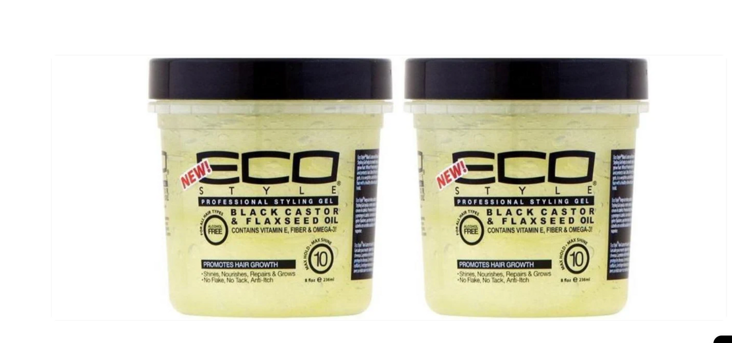 2x EcoStyler Gel - Jamaican Black Castor max hold 8 oz