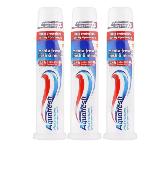 3x Aquafresh Freshmint toothpaste with pump (100 ml)