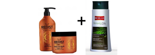 Redist - Argan Hair Care Set 2-piece - Argan Shampoo 1000 ml - Argan Hair Care Mask 500 ml + Bioblas - Botanic Oils Shampoo - damaged / dry hair 360 ml